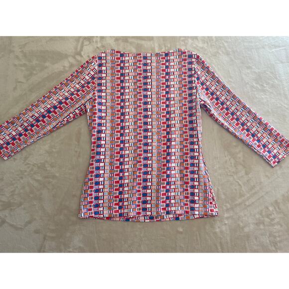 J. McLaughlin Catalina Cloth 3/4 Sleeve Signature Top Geometric Multicolor XS - Picture 6 of 8